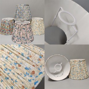 褶皱布艺灯罩外壳通用遮q光防刺眼床头e27灯口台吊灯书房客厅餐厅