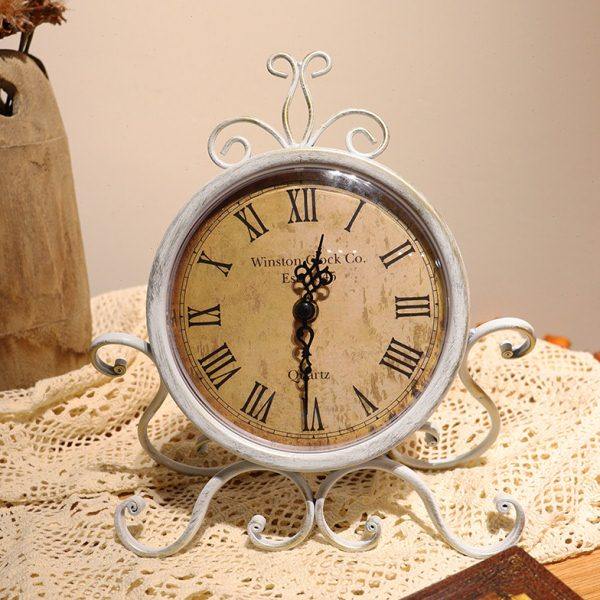 欧式铁艺创意座钟复古静音轻奢时钟摆件客厅卧室台式高端钟表装饰,家居饰品,座钟,淘宝优惠券,粉丝福利购,淘宝优惠卷