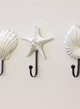地中海风格海星扇贝海螺衣帽挂钩创意礼品树脂衣帽挂钩套三