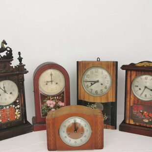 80年代老物件老式钟表座钟挂钟马头钟摆件三五钟圆头表古董钟道具