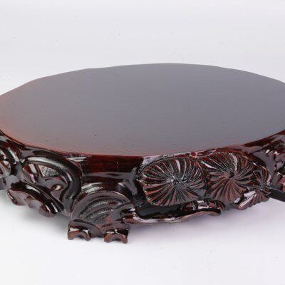 根雕椭园实木座木雕红木奇石原木木托石头摆件长方形花盆加厚底座