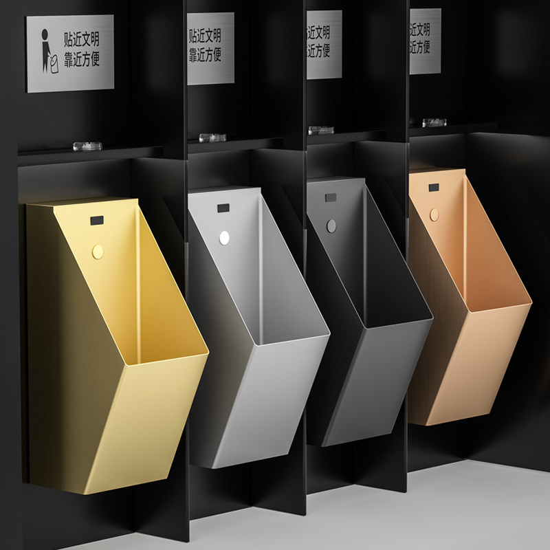 一体式感应小便斗 304不锈钢小便池民宿酒吧N厕所挂墙一体小便尿