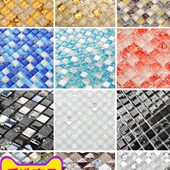 小颗粒水晶玻璃镜面冰裂马赛克电视背景墙装 饰玄关卫生间浴室瓷砖