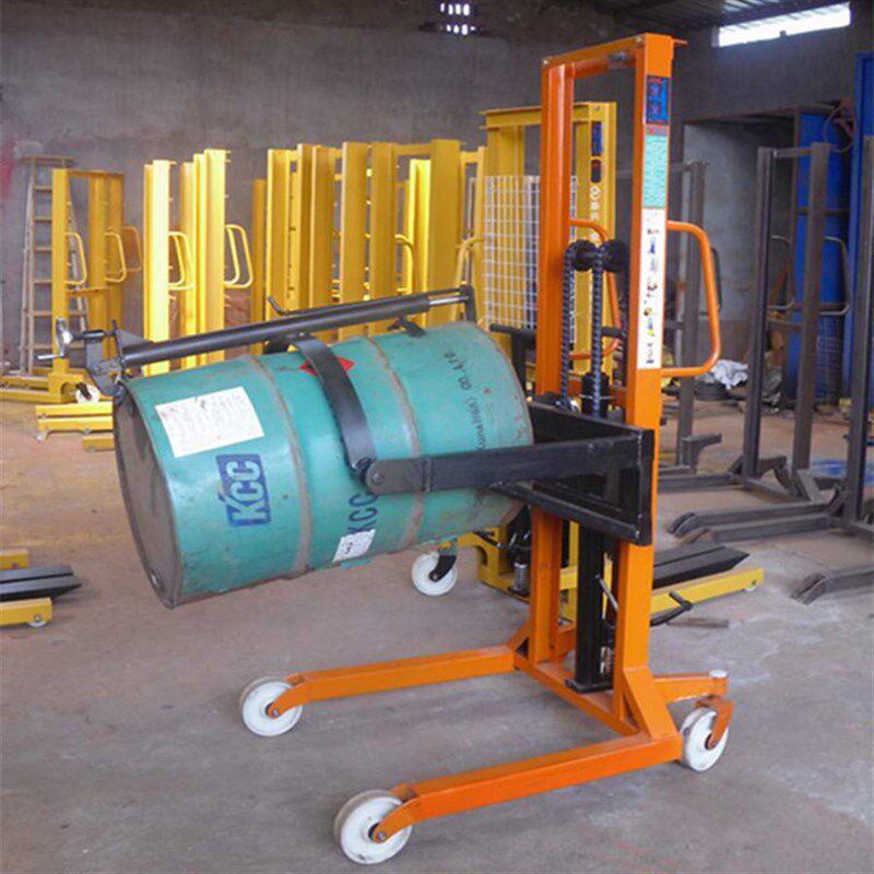 350kg/e1.6m油桶堆高车 液压圆桶升高车 可倾式油桶装卸车