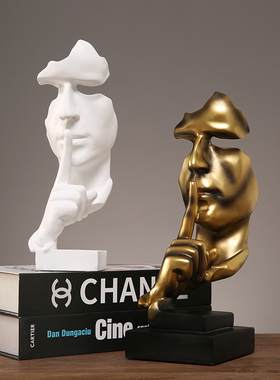 简约现代沉默是金摆件创意北欧雕塑客厅酒M柜书房办公室艺术装饰