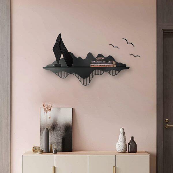 中式铁艺墙上置物架隔板客厅电视墙玄关卧室挂墙搁板装饰书架墙面