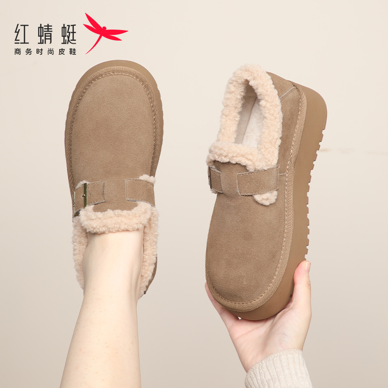 红蜻蜓真皮复古勃肯鞋女2025新款