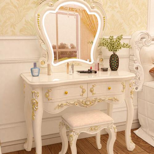 欧式梳妆台卧室简约现代小型轻奢2023新款化妆桌子网红法式奶油风