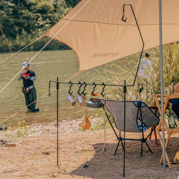 户外装备铁艺挂灯架露营灯架野炊灯杆支架置物架挂灯架可地插可拆