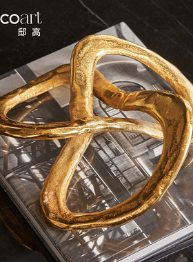 现代轻奢风休息区沙发茶几书房书柜几何系列抽Q象情绪稳定金属摆