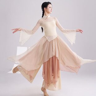 古典舞纱衣舞蹈练功服飘逸上衣中国舞成人纱裙演出服装夏季套装女