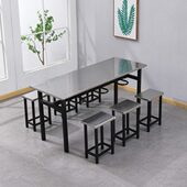 职工食堂餐桌椅学校不锈钢挂公司员工专用工厂4人商用餐桌椅组合