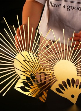 刺身摆盘海鲜姿造 铁艺背景盘摆件 酒店日料冷U菜点缀冰雕装饰