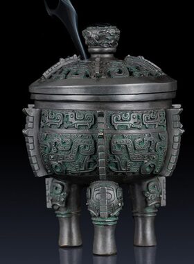 纯黄铜入己鼎炉摆件香炉办公室家居装饰品铜鼎工艺品仿古聚财鼎