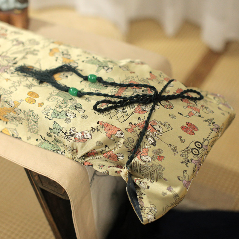 中式古琴a通用可挂墙复古织锦盖布丝绸防尘罩系带亚麻琴套琴布琴