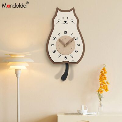 Mandelda免打孔奶油风挂钟客厅钟表餐厅2024新款简约现代时钟挂墙