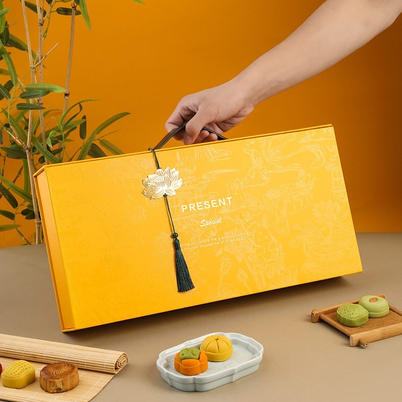 2025中秋节月饼盒礼盒包装盒酒店高档外包装手提空盒T现货定制LOG