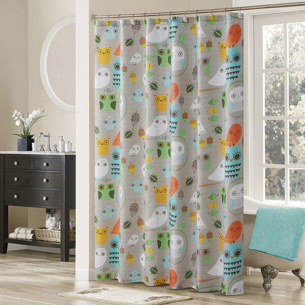 欧式可爱卡通涤纶布料防水防霉加厚洗手间窗帘隔断帘干湿分离浴帘