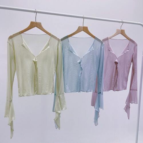 喇叭袖古典舞蹈服飘逸练功服身韵纱衣网纱夏中国舞民族舞艺考服装