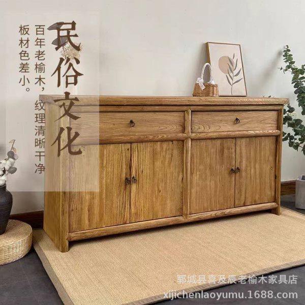 老榆木风化门板餐边柜复古玄关柜新中式老榆木储物柜实木收纳柜,家装主材,商用厨房主材套餐,淘宝优惠券,粉丝福利购,淘宝优惠卷