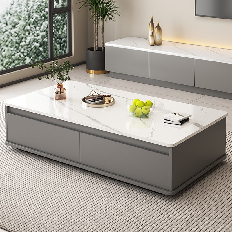 茶几客厅家用2025新款轻奢高级感岩板色小户型R现代简约方形茶几