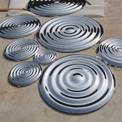 不锈钢镜面室外景观落地摆件水滴水波纹涟漪雕塑波浪圆盘水景水池