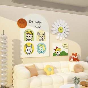 卧室装 饰网红改造小房间布置沙发客厅钟表挂件床头背景墙遮丑挂画