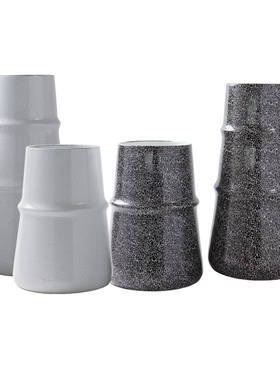 现代简约黑白色竹节陶瓷插花w器样板房创意家居客厅电视柜餐桌花