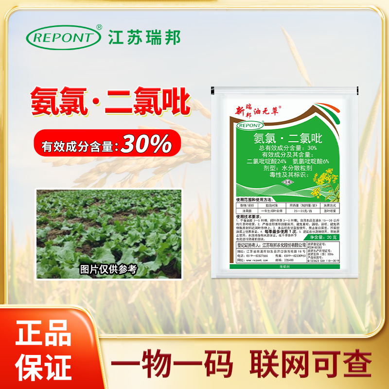 瑞邦油无草30%氨氯二氯吡啶酸油菜田苗后阔叶杂草专用除草剂农药