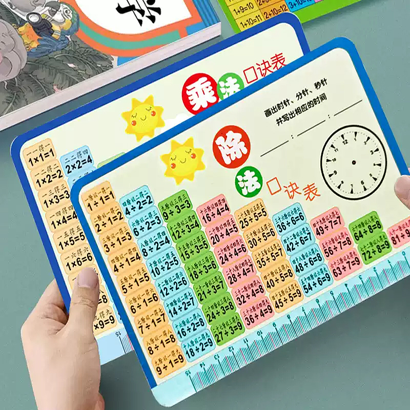 小学数学乘法口诀表99乘除法口诀卡片二年级背诵拼音减法启蒙卡片
