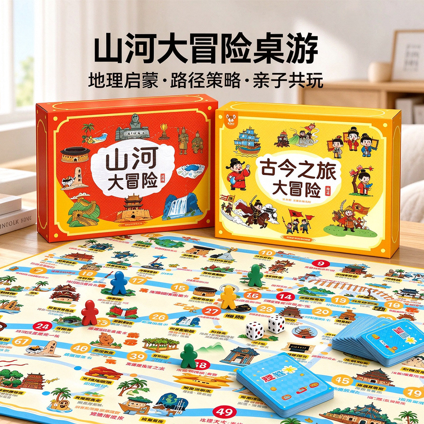 地理历史大通关飞行棋桌面玩具儿童版2-4人亲子互动知识桌游礼物