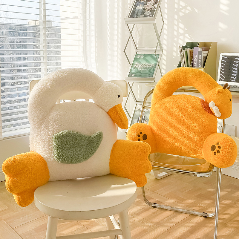 卡通桂花绒动物座椅护腰靠垫办公B室久坐靠背抱枕腰托宿舍椅子靠