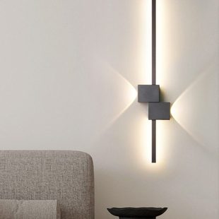 现代长条壁灯民宿主卧室床头灯网红简约创意沙发格栅背景墙装饰灯