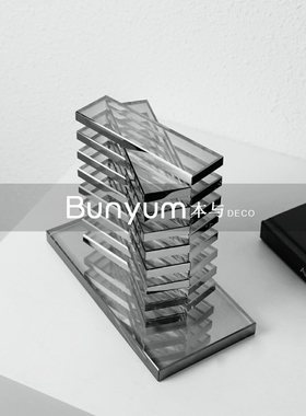 现代简约几何层叠水晶摆件家居客厅电视玄关N柜摆设样板间软装饰