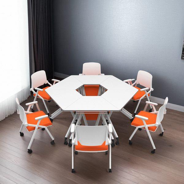 六边形折叠培训机构桌椅可移动会议桌智慧教室桌椅学生拼接组合桌,商业/办公家具,培训桌/培训台,淘宝优惠券,粉丝福利购,淘宝优惠卷