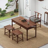 新中式 阳台茶桌老榆木茶桌椅组合简约实木禅意泡茶台小户型原木