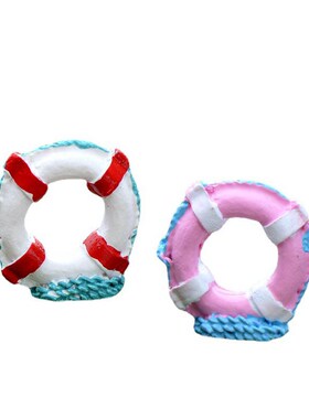 微景观海洋沙滩鱼缸o造景小摆件创意手工小饰品树脂救生圈游泳圈