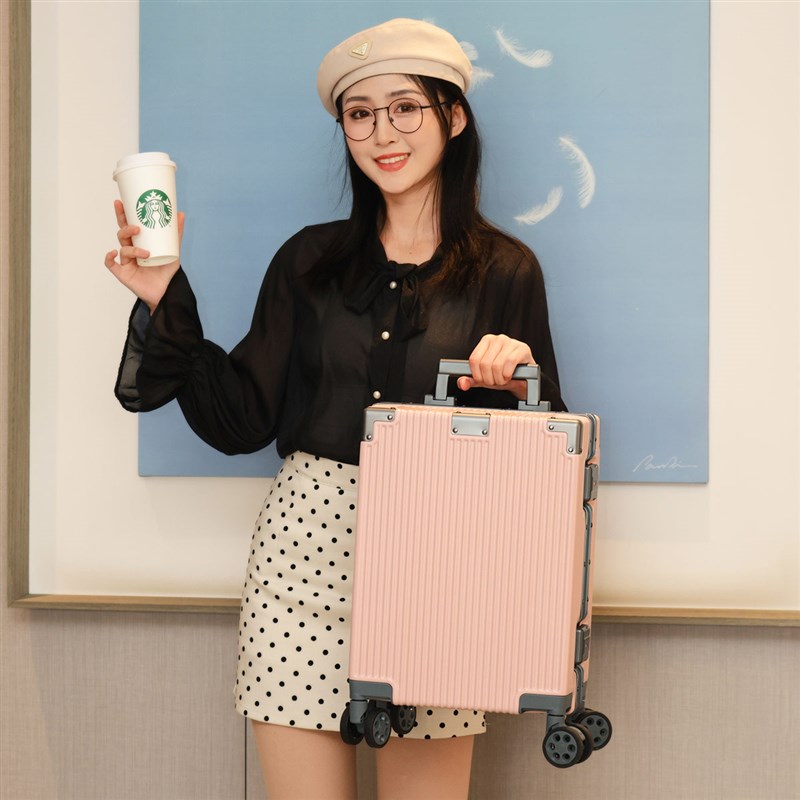 16寸登机免托运行李箱铝框结实耐用旅行拉杆密码小V型轻便男女学