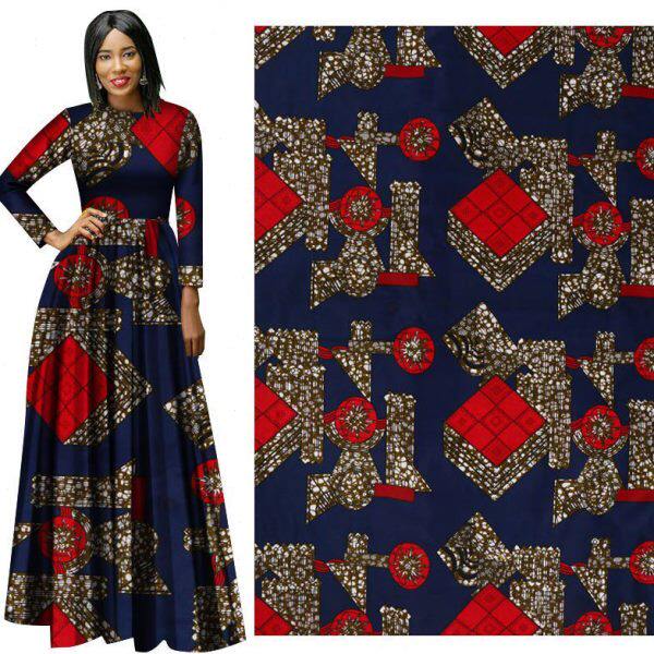 3码 African Wax  Fabric非洲几何图案蜡染印花布全涤面料布料