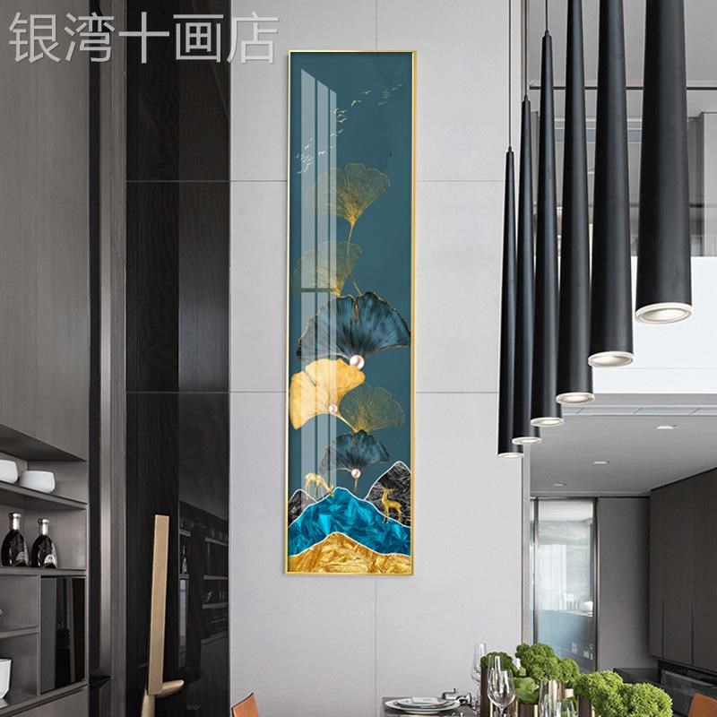 网红入客户关装饰玄厅轻t挂奢别发墅覆式楼条竖版长招财一路财鹿