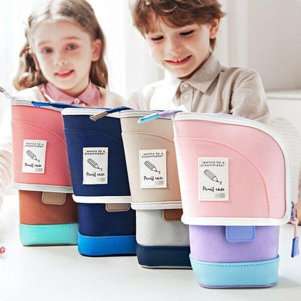 分区笔袋大容量二合一站立式笔筒小学生可伸缩文具铅笔尺子收纳袋