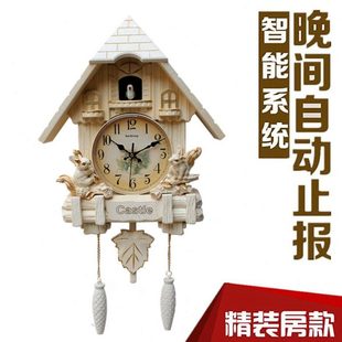 布谷鸟挂钟客厅报时咕咕钟闹钟儿童房装饰时钟个性创意静音石英钟
