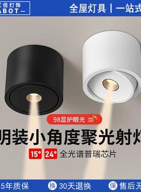 一束聚光射灯明装吸顶式可调小角度7W茶厅室氛围24°15度餐桌玄关