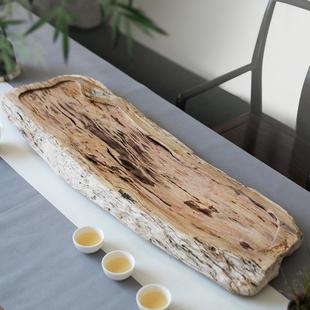 天然家用木化石茶盘 整块树化玉小号茶台 简约非乌金石泡茶海