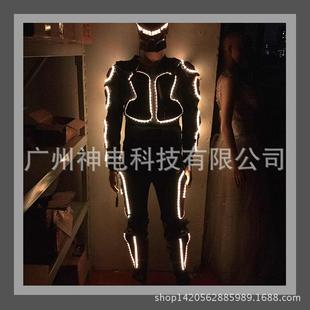 七彩夜光舞台LED盔甲 酒吧表演服装 夜店表演服装 舞台发光道具