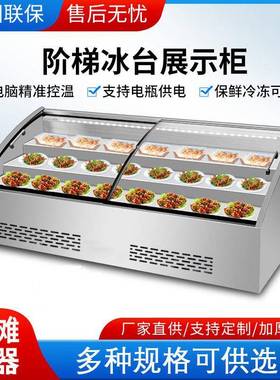 三轮车摆摊炸串烧烤凉菜熟食冷冻柜阶梯冰台展示柜商用台式点菜柜