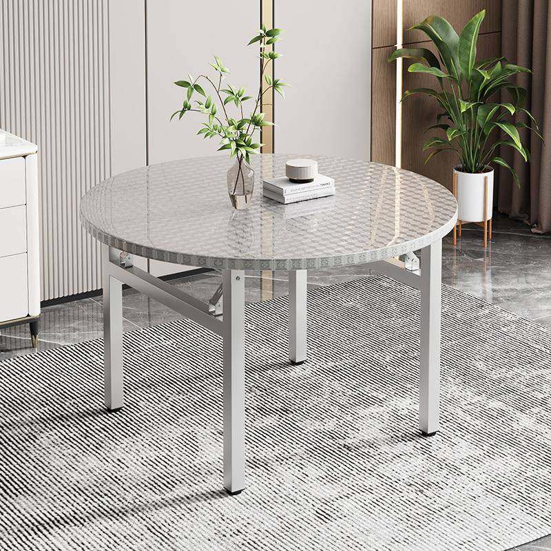 304特厚不锈钢折叠桌可折叠圆桌转盘大排档家用吃饭桌子餐桌