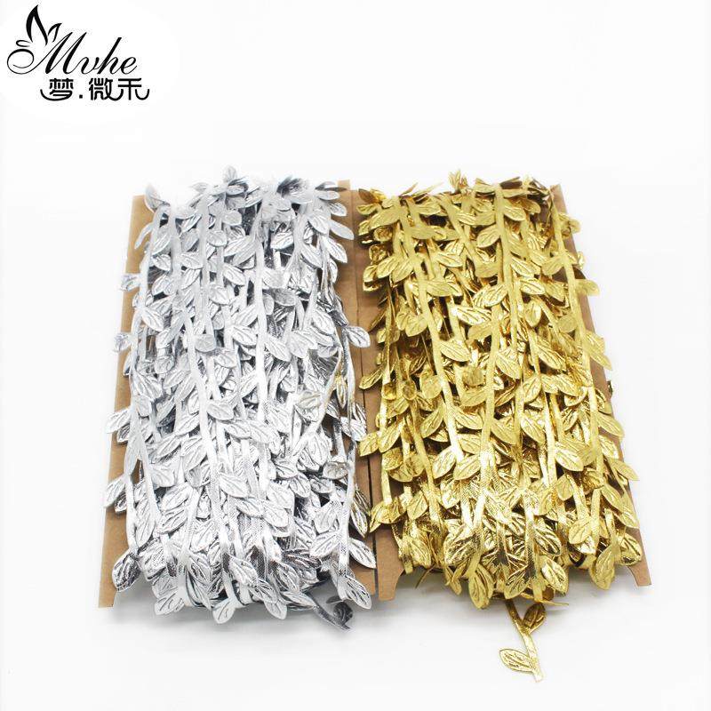 30米一卡仿真叶子树叶 花环装饰配件 布质金银藤条树叶仿真花