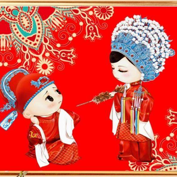 钻石画满钻5DDIY手工卧室浪漫婚礼中式结婚人物点钻十字绣