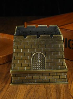 黄铜长城香炉摆件仿古金属工艺品纯铜铜器金属工艺品抖音礼品